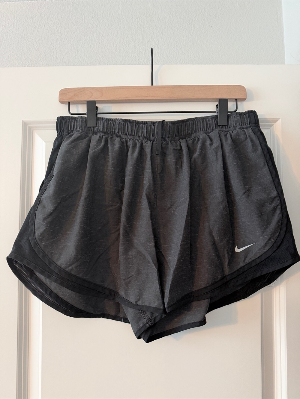 Nike Black Women’s Athletic Running Shorts with White Swoosh